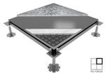Pavimento elevado y registrable, sistema Gamaflor Full Steel Heavy Medium de Polygroup. Acabado granito natural 12 mm.